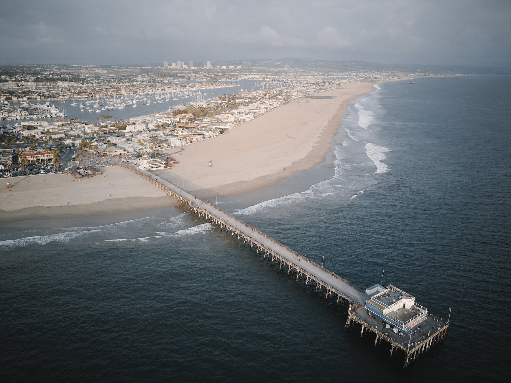 aerial photography of a pier