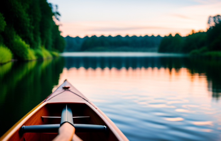 An image that showcases a blind person confidently maneuvering a canoe on a serene river, aided by their heightened senses
