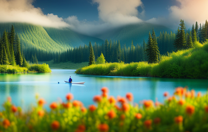 An image showcasing a serene river landscape, with a 17ft