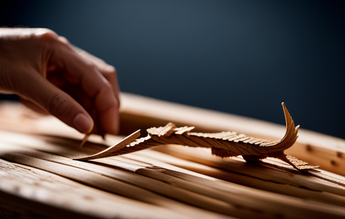 An image showcasing a step-by-step visual guide: hands meticulously carving and assembling slender pieces of birch bark, shaping them into a miniature model of a canoe, using delicate tools and glue