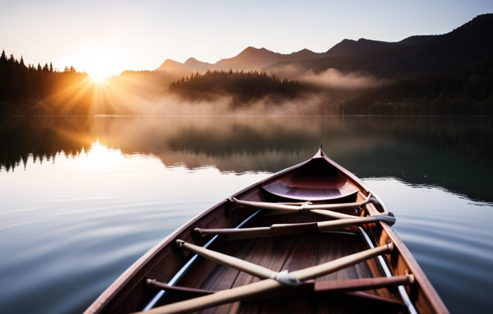 An image showcasing a sturdy, sleek canoe gliding effortlessly through calm waters
