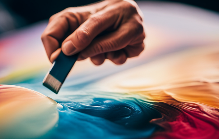An image showcasing a step-by-step visual guide on painting a polyethylene canoe: a hand priming the surface, applying vivid colors with a brush, and finishing with a glossy protective coat