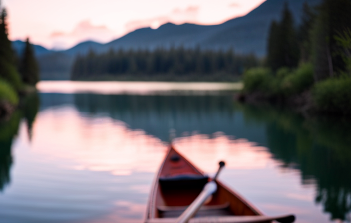 An image capturing the serene beauty of a calm river, framing a duo effortlessly maneuvering a canoe
