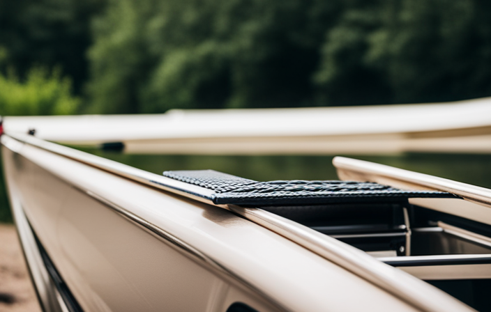 An image showcasing a step-by-step visual guide on securely tying a canoe to an SUV roof rack