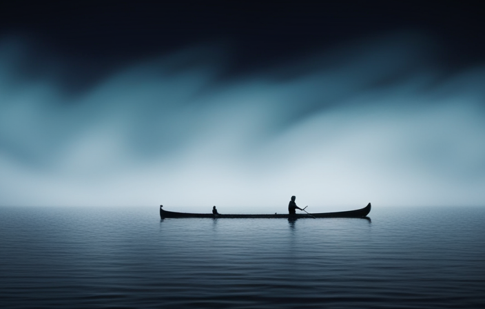 An image featuring a non-powered canoe amidst reduced visibility or at night