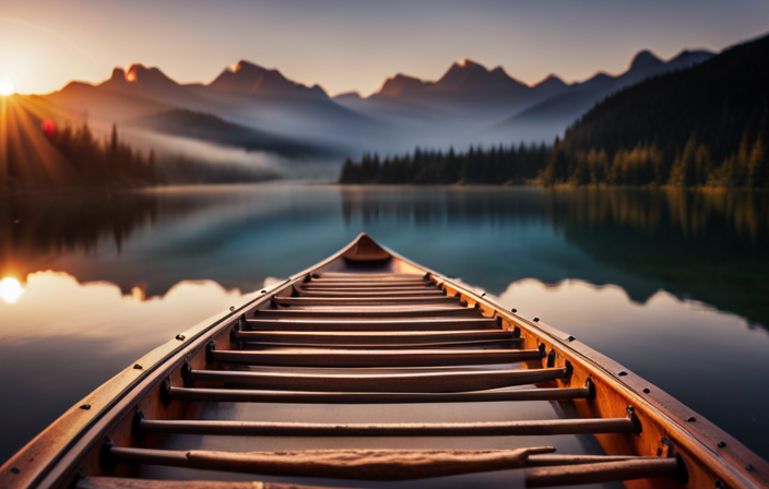 An image showcasing a sturdy wooden canoe yoke nestled between two paddles, perfectly balancing the weight of the canoe