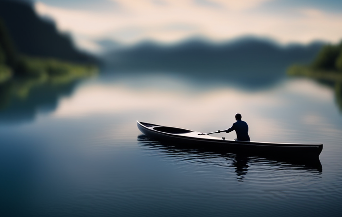 An image showcasing a sleek, slender canoe designed for a single paddler