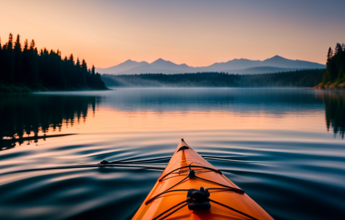 An image showcasing a sleek, narrow kayak gliding effortlessly on choppy waters, while a sturdy, open canoe gracefully maneuvers through calm, picturesque lakes