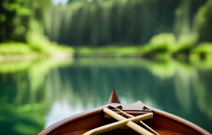 An image showcasing a serene river surrounded by lush green foliage, with a single, beautifully crafted brown canoe drifting peacefully downstream, inviting readers to explore the mystery and allure of "The Brown Canoe