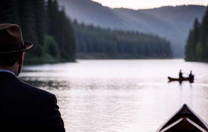 Create an image capturing the essence of The Doctor's refusal to share a canoe with Huck