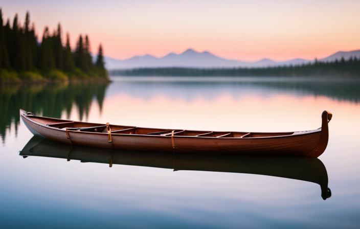 An image showcasing a wide, flat-bottomed canoe with a shallow draft, providing exceptional stability