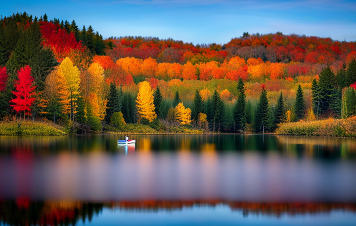 An image that showcases the serene beauty of Michigan's Upper Peninsula, with a crystal-clear lake nestled amidst lush pine forests